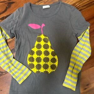 Boden Kids Long Sleeve Tee with Yellow Pear Design